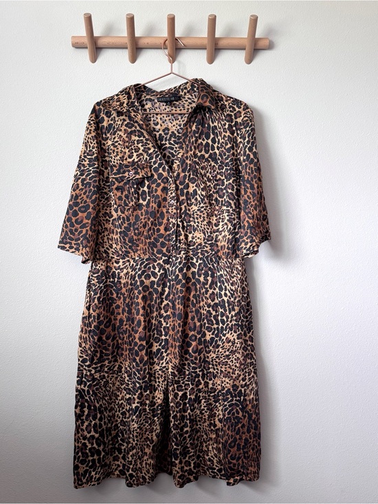 Lafayette 148 New York Dresses & Skirts - Lafayette 148 Leopard Print Button-Front Midi Dress - Brown & Black